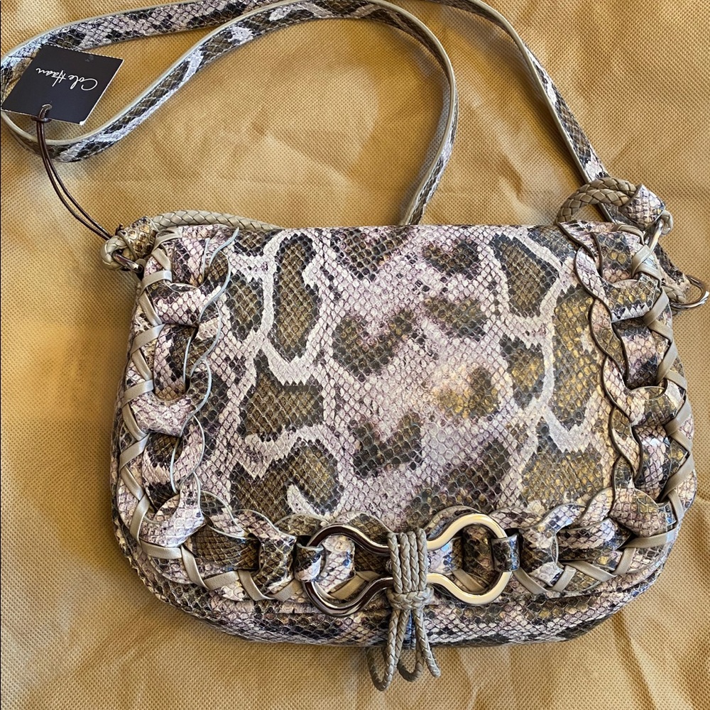 COLE HAAN PYTHON PRINT LEATHER CROSSBODY